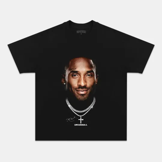 Kobe Bryant Portrait Face Print Black Mamba Basketball Vintage Graphic T-Shirt