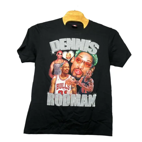 DENNIS RODMAN Sz XL Chicago Bulls double sided AOP Bootleg NBA 90s Style Shirt