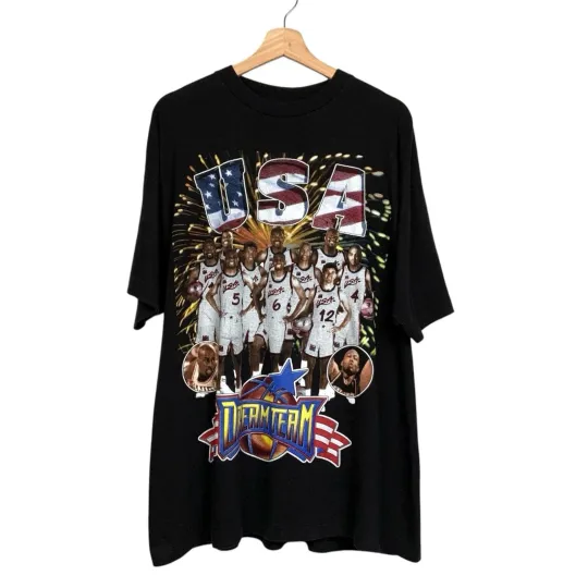 Discover Vintage 90s Dream Team Basketball Rap Tee Bay Club Shirt XXL
