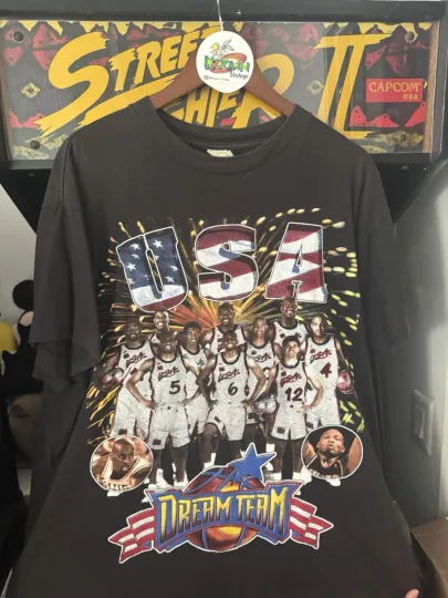 Discover Vintage 90s NBA Dream Team USA Rap Olympics T-Shirt Bay Club Mens Size XL