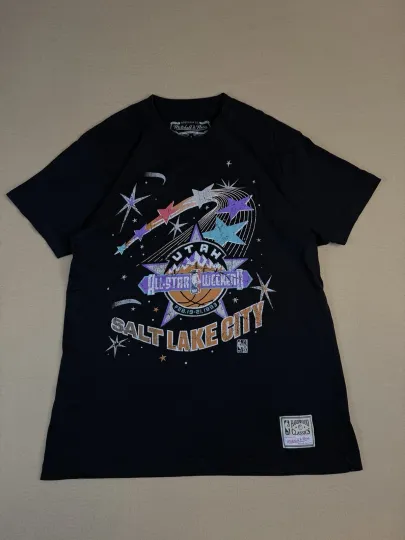 Mitchell & Ness 1993 All Star Weekend Utah T Shirt Men's Large Black  NBA