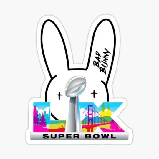 THE BIG GAME LX 60, Bad Bunny, Football Vinyl Die Cut Sticker