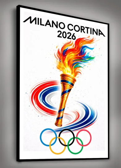 Discover 2026 Winter Games Poster Print • Flame • Canvas Wall Art Décor