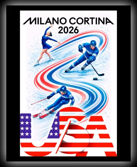 Discover 2026 Winter Games Poster Print • Grace USA • Metal Wall Art
