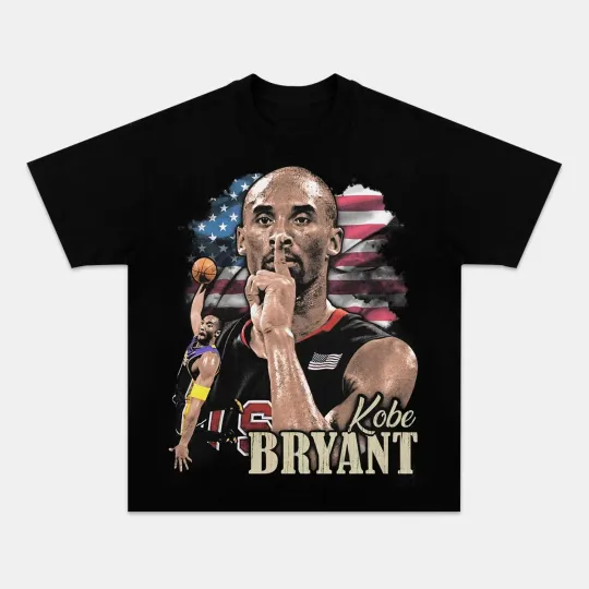 Kobe Bryant American Flag Poster Black Mamba Vintage Basketball Graphic T-Shirt