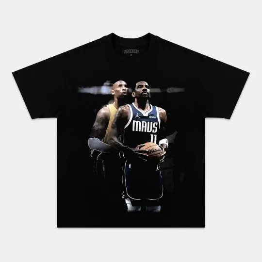 Kyrie Irving Kobe Bryant Dual Pose Black Mamba Uncle Drew Graphic T-Shirt