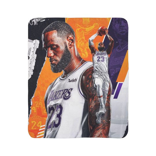 LeBron James Lakers Fleece Sherpa Blanket, Basketball Fan Gift