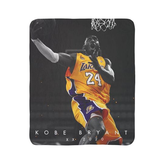 Kobe Bryant Sherpa Fleece Blanket, Gift for Los Angeles Lakers Fans,