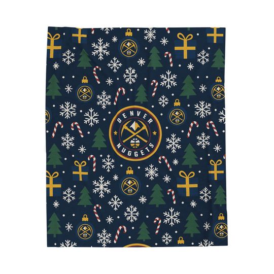 NBA Denver Nuggets Basketball Velveteen Plush Blanket | Winter Holiday Ornament Design