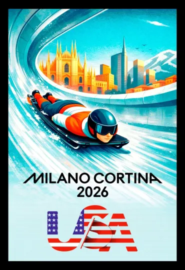 Discover 2026 Winter Games Series - SKELETON– U.S. Made - Matte PAPER - FREE SHIPP!