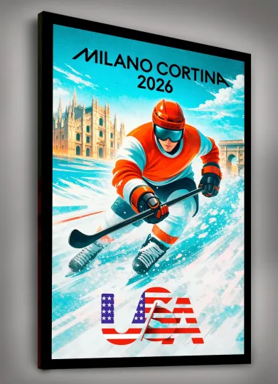 Discover 2026 Winter Games - HOCKEY - U.S. Made-Ready to Hang CANVAS Art - FREE SHIPPING!