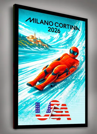 Discover 2026 Winter Games - LUGE - U.S. Made - Ready to Hang CANVAS Art- FREE SHIPPING!