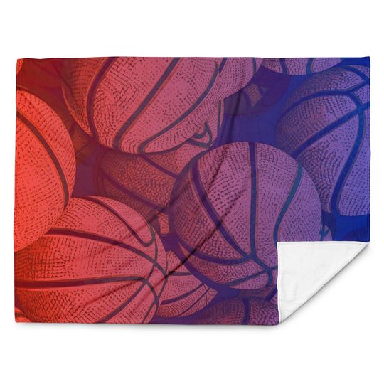 Discover Basketball Throw Blanket (red/blue)  Cozy Sports Fan Gift  Game Day Couch & Bed Decor