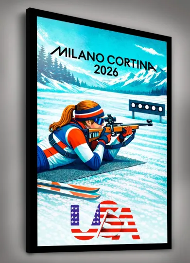 Discover 2026 Winter Games-BIATHLON -U.S. Made - Ready to Hang CANVAS Art- FREE SHIPPING
