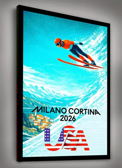 Discover 2026 Winter Games- SKI JUMPING -U.S. Made - Ready to Hang CANVAS Art- FREE SHIPP