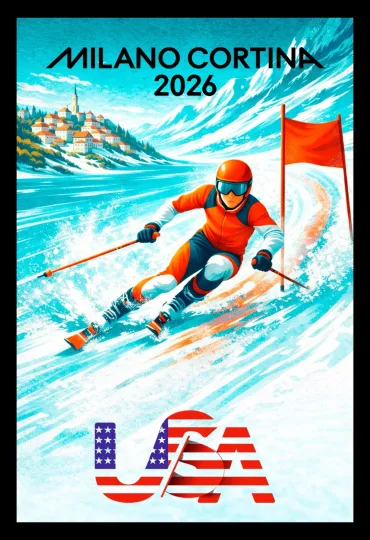 Discover 2026 Winter Games Series- ALPINE SKIING  – U.S. Made - Matte PAPER -FREE SHIPP!