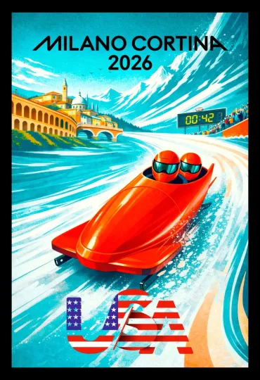Discover 2026 Winter Games Series - BOBSLED – U.S. Made - Matte PAPER -FREE SHIPP!