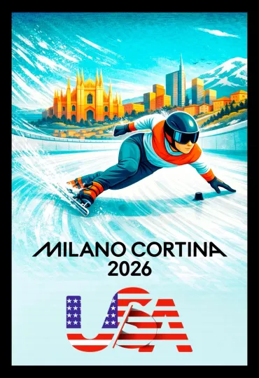 Discover 2026 Winter Games Series - SHORT SPEED SKATE– U.S. Made - Matte PAPER -FREE SHIP