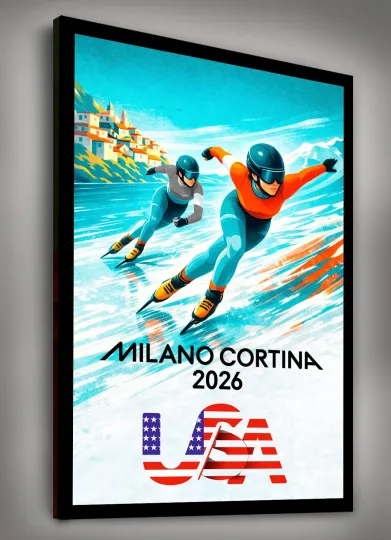 Discover 2026 Winter Games- SPEED SKATING -U.S. Made-Ready to Hang CANVAS Art- FREE SHIP!