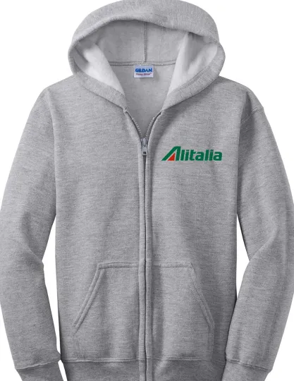 Discover Alitalia Logo Full Zip Hoodie Italian Airline Italy Europe Hooded Sweatshirt