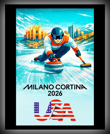 Discover 2026 Winter Games - CURLING - U.S. Made METAL Wall Art -FREE SHIPPING!