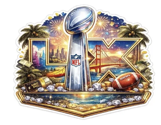 Super Bowl LX  Sticker New England Patriots Seattle Seahawks