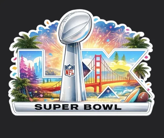 Super Bowl LX  Sticker New England Patriots vs Seattle Seahawks
