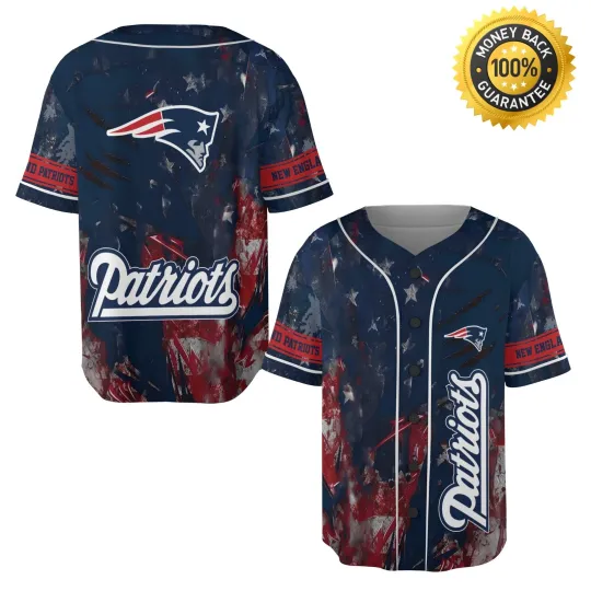 Discover Custom Name New Englaannd Patriots American Flag Blue Red Gift Jersey - All Size