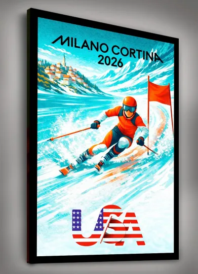 Discover 2026 Winter Games - ALPINE SKI -U.S. Made-Ready to Hang CANVAS Art - FREE SHIPP