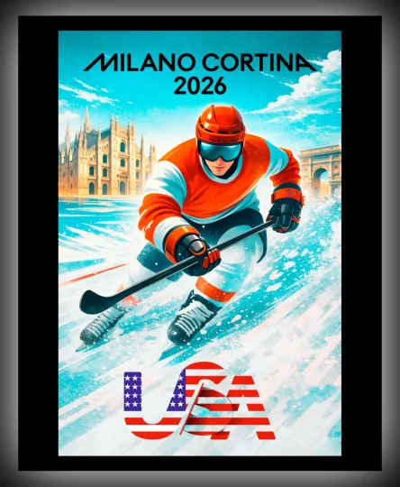 Discover 2026 Winter Games - ICE HOCKEY - Matte Paper Poster