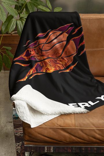 Discover Personalized Flaming Basketball Blanket: Custom Sherpa Fleece Throw