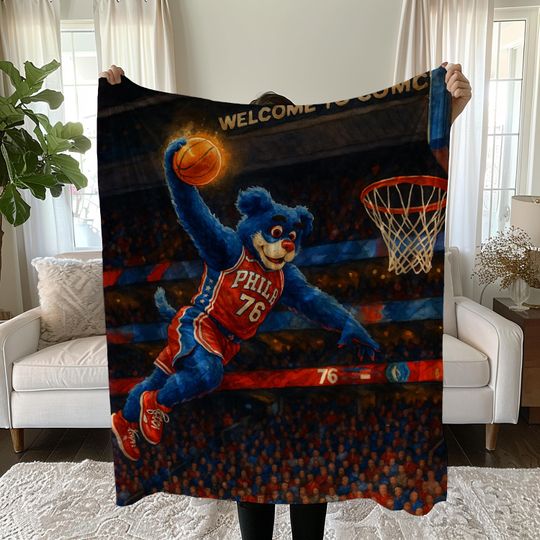 Philadelphia 76ers Blanket, Philly Sports Throw, Franklin the Dog