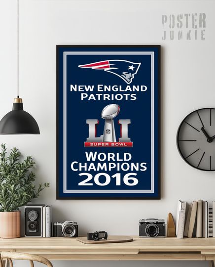 Discover Patriots Super Bowl Championship Banner Art Print: Gillette Stadium Wall Decor