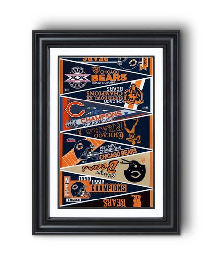 Chicago Bears Vintage Pennants 19602025 Collection Print  Classic Football Wall Art