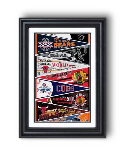 Discover Chicago Sports Pennants City of Dynasties 1950s to 2025 Collection Print  Classic Sports Wall Art