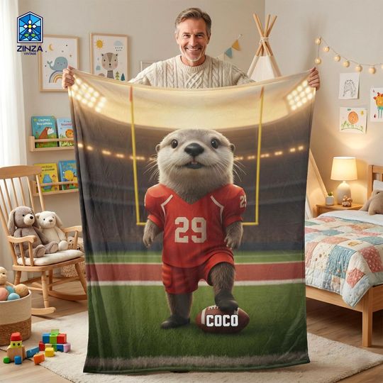 Discover PERSONALIZABLE Basketball Blanket Otter Basketball Player Quilt Blanket CUSTOMIZABLE Name Number Fleece Throw Cute Sports Gift for Kids Fans