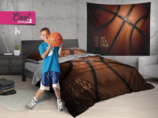 Discover Personalized Basketball Bedding Set  NBA Style Duvet Cover  Custom Sports Comforter  Gift for Basketball Fans, B74