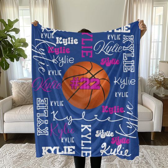 Discover Personalized Basketball Plush Blanket, Sports Team Gift