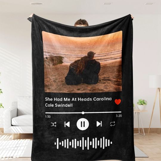 Discover Custom Blanket your photo & music favorite song, Personalized Photo Blanket, Picture Blanket, Minky Blanket Wedding Gift, Couples Gift