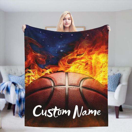 Discover Basketball Custom Name Blanket, Personalized Name Blanket, Basketball Throw Blanket, Basketball Fleece Blanket, Custom Name Basketball Lover