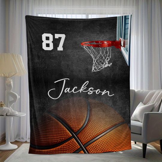 Discover Personalized Basketball Sherpa Blanket: Custom Name & Number, Sport Gift