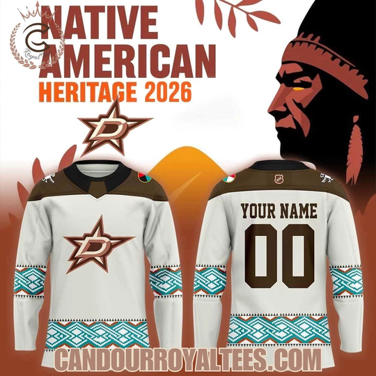 Discover Personalized Dallas Native American Heritage Night 2026 Hockey Shirt Men's