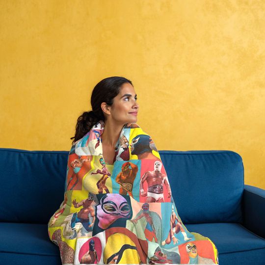 Discover Lucha Libre Blanket  Velveteen Plush Mexican Wrestling Throw  Gift for Wrestling Fan