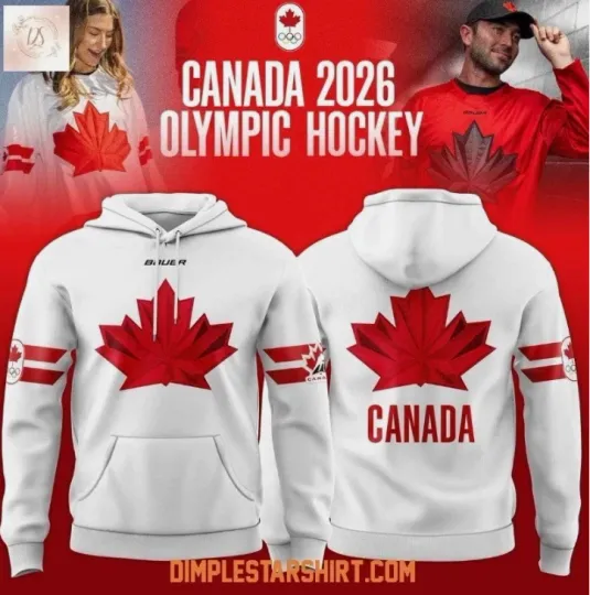 Discover Canada Olympic Hockey 2026 3D Aop White Hoodie Gift For Valentine