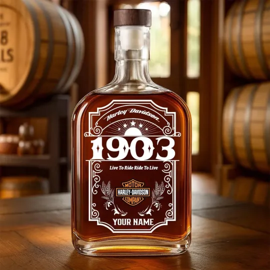 Discover Personalized Harrley Motor Daviidson'n Racing Whiskey Decanter Whiskey Bottle Gift