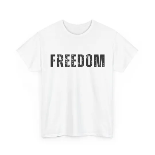 Discover Freedom Black Text Minimalist Design, Bold Typography Graphic T-Shirt