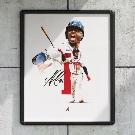 Discover Ozzie Albies "1" Atlanta Braves Baseball Poster, Sports Wall Decor Print, 8x10/16x20, Rolled Posters