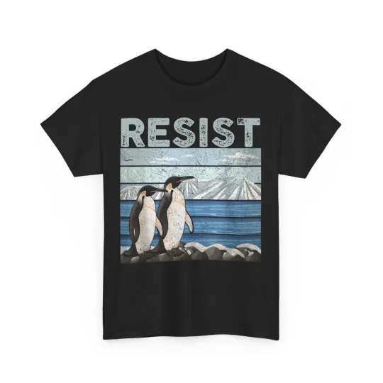Discover Resist Penguin Activism T-shirt, Penguin No Tariffs Funny Shirt