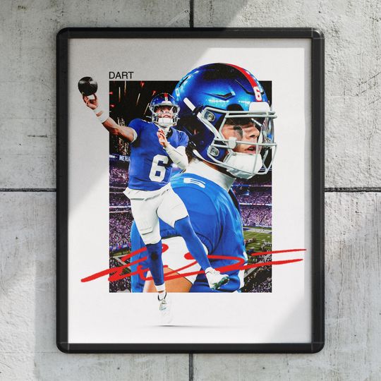 Discover Jaxson Dart New York Giants Football Poster, Sports Wall Decor Print