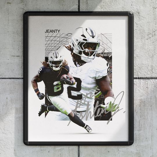 Ashton Jeanty Las Vegas Raiders Football Poster, Sports Wall Decor Print